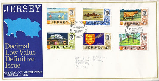 Jersey 1971 - Low Value Definitives - FDC
