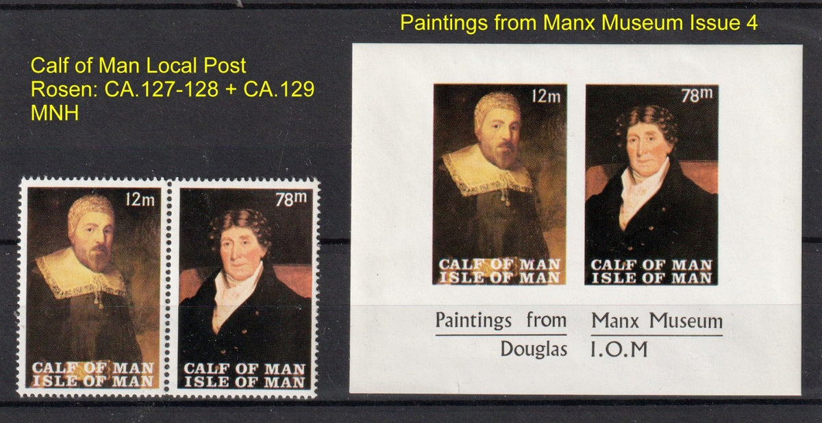 Calf of Man: Manx Museum Paintings Issue 4  CA.127-128 + CA.129 MS MNH