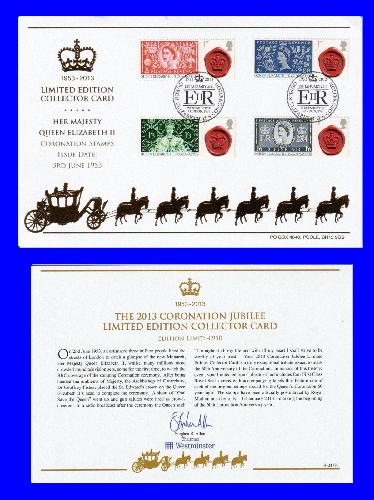 GB 2013 60th Anniv. of Coronation Smilers stamps/labels CTO Special Hand stamp