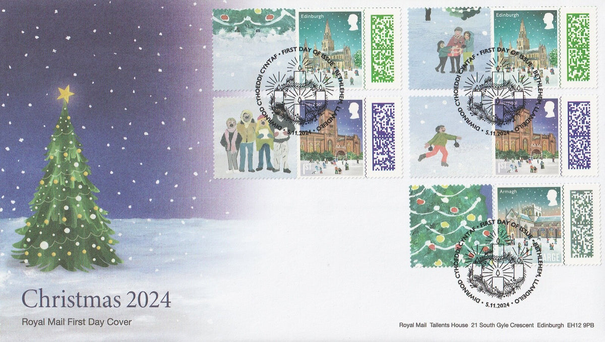 GB 2024  Christmas Smilers / Collector Sheet set of 4 FDC's - GS-168/LS-166