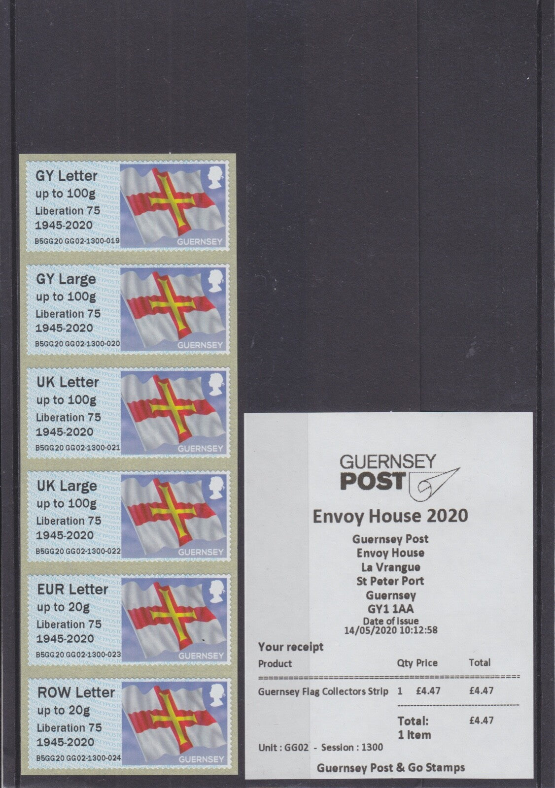 2020 Guernsey Flag - Post & Go - Liberation 75 / 1945-2020 o/p - B5GG20 GG02