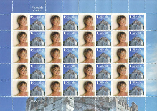 2015 Gibraltar - Personalised Smiler / Stamp Sheet  "Moorish Castle"  : 20 x E