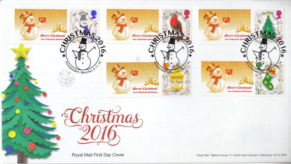 GB 2016 - Christmas Personalised Smilers Stamps - First Day Cover - Litho Set