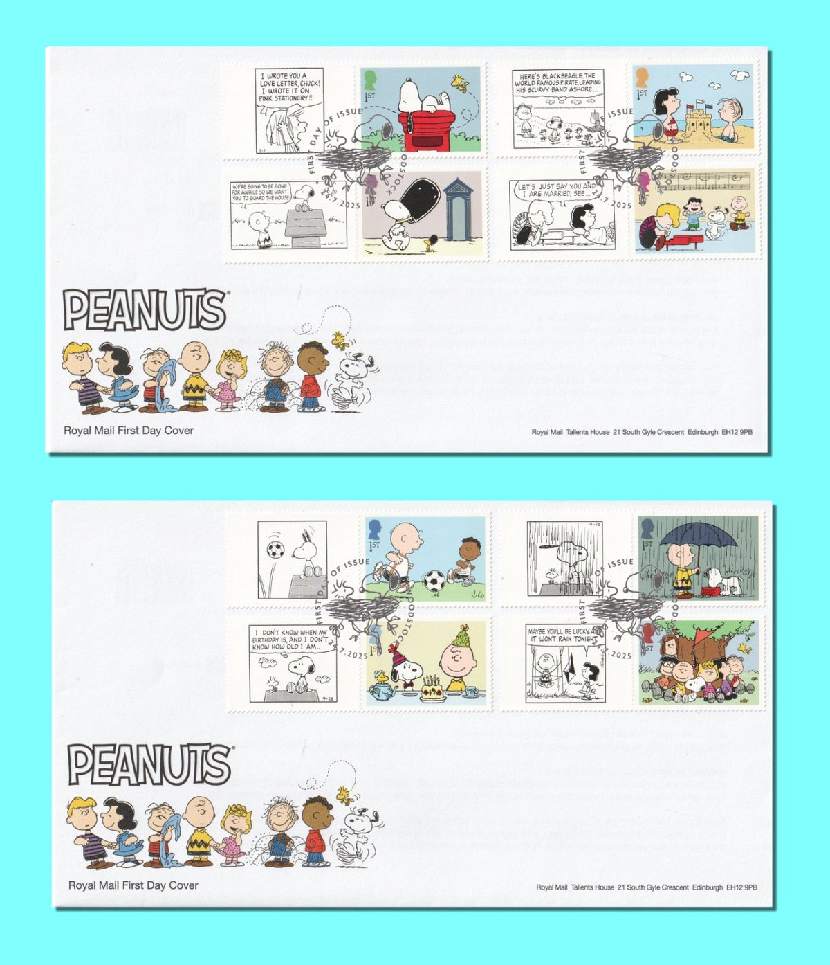 GB 2025 - Peanuts Collector / Smilers  Sheet FDC's (2) - GS176/LS174