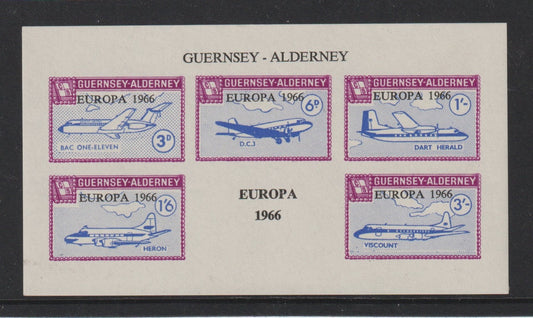 Guernsey-Alderney Commodore : Europa 1966 Mini Sheet IMPERF - MNH