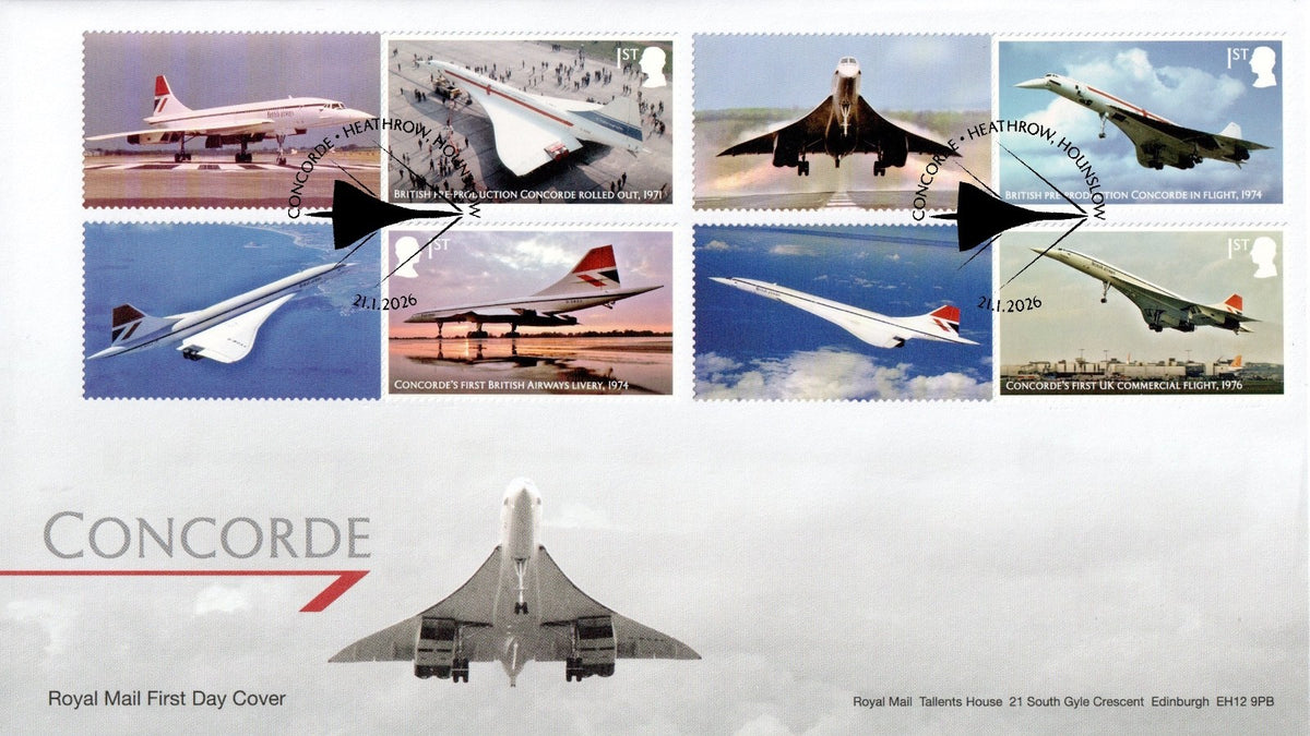 GB 2026 - Concorde @ 50  - Smilers/ Collector  Sheet FDC's (2) - Cat Ref. GS184