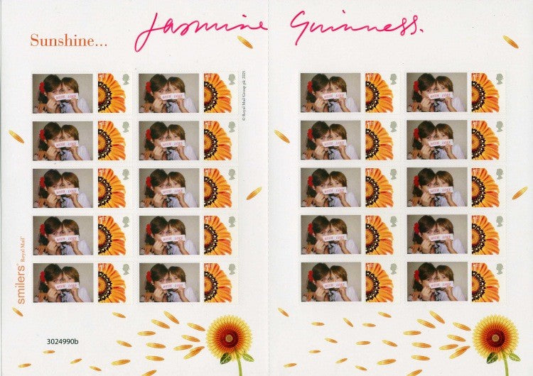 GB 2009 - Charity Smilers Sheet Cat: TSL-092  signed by Jasmine Guinness - Rare!