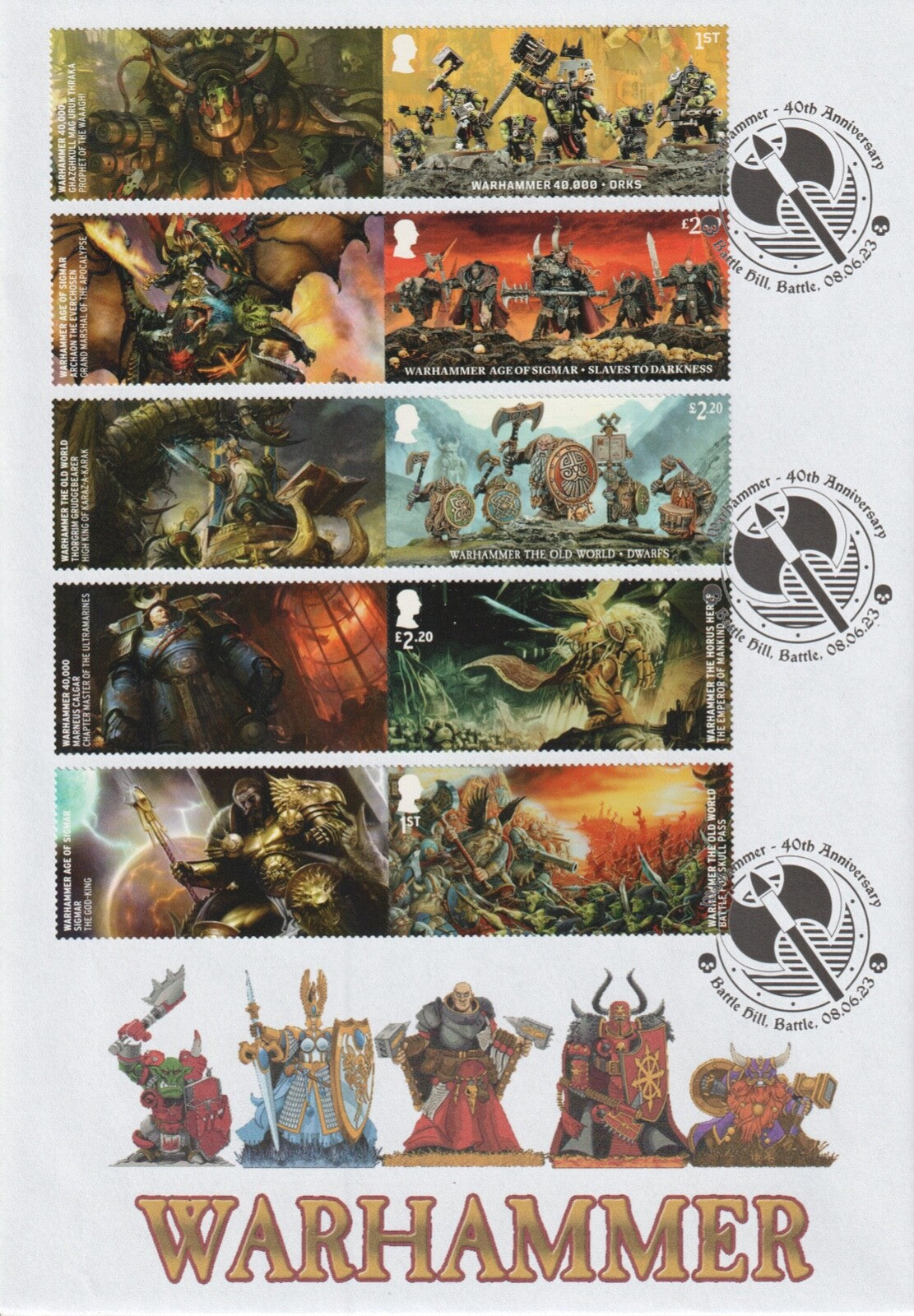 GB 2023  Warhammer Collector / Smilers  Sheet First Day Covers (2)