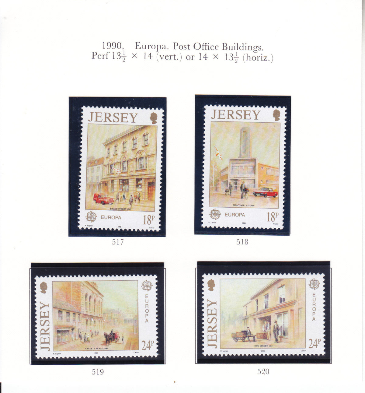 Jersey 1990 - EUROPA Post Office Buildings - SG 517-520 - MNH