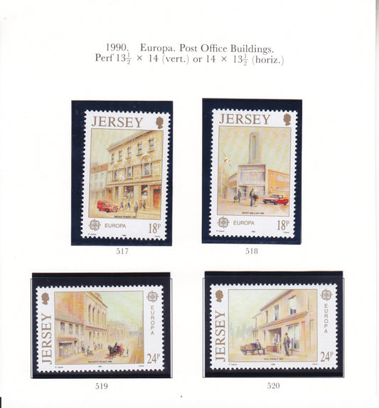 Jersey 1990 - EUROPA Post Office Buildings - SG 517-520 - MNH