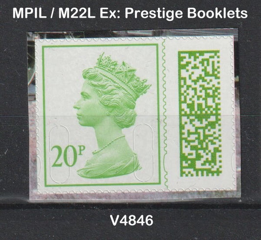 GB 2022/23 - 20p Barcoded Machin ex Prestige Booklets - MPIL M22L