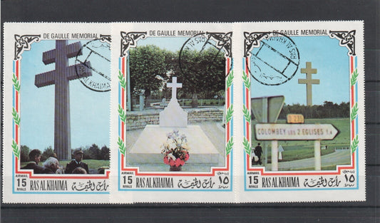 1972  Ras Al Khaima - Memory of Charles De Gaulle - Mi 773A-775A - Perf. - Used