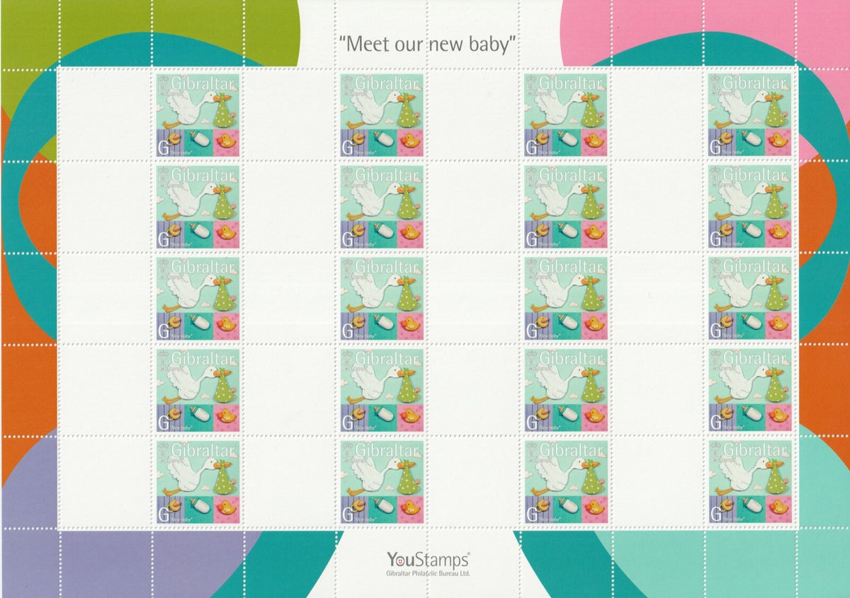2007 Gibraltar - YouStamps© Stamp Sheet "Meet our New Baby" - Blank Labels MNH