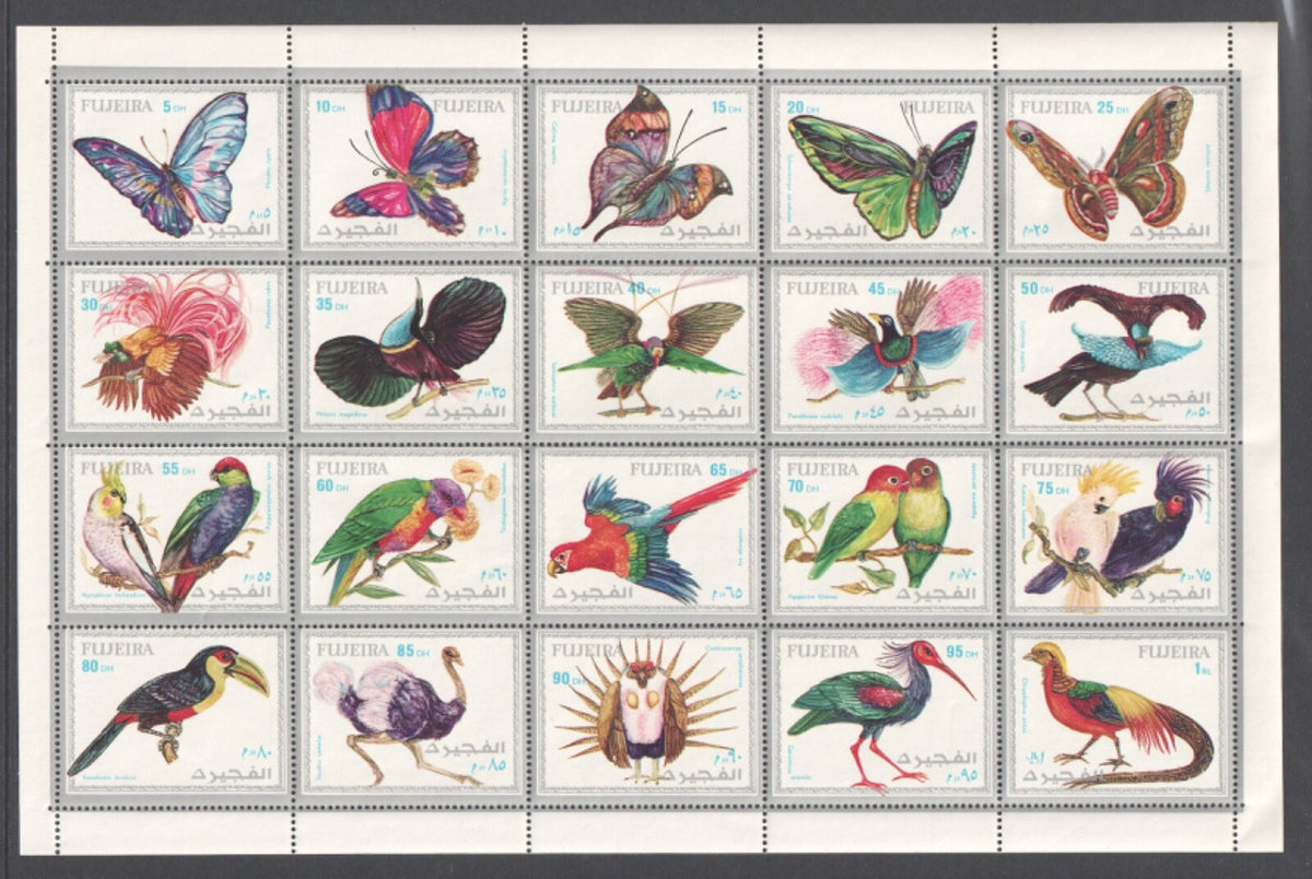 Fujeira 1972 -  Exotic Butterflies and Birds Mi - 1160A - 1179A - MNH