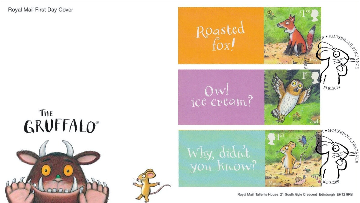 GB 2019 -  The Gruffalo Smilers Sheet First Day Covers - Set of 3 FDC's