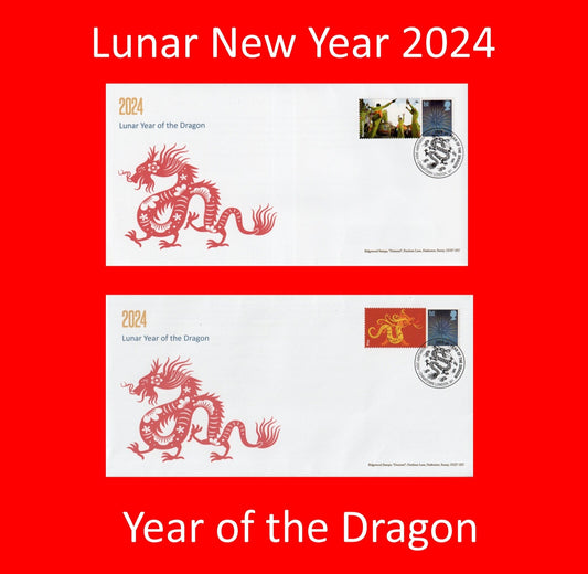 GB 2024 - Year of the Dragon - Smilers/ Special Hand stamp Commemorative Covers