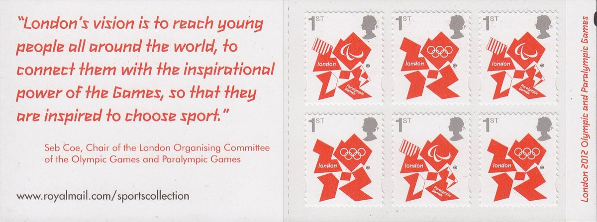 GB 2012 Olympic/Paralympic Games - Self Adhesive Stamp Booklet - MB09