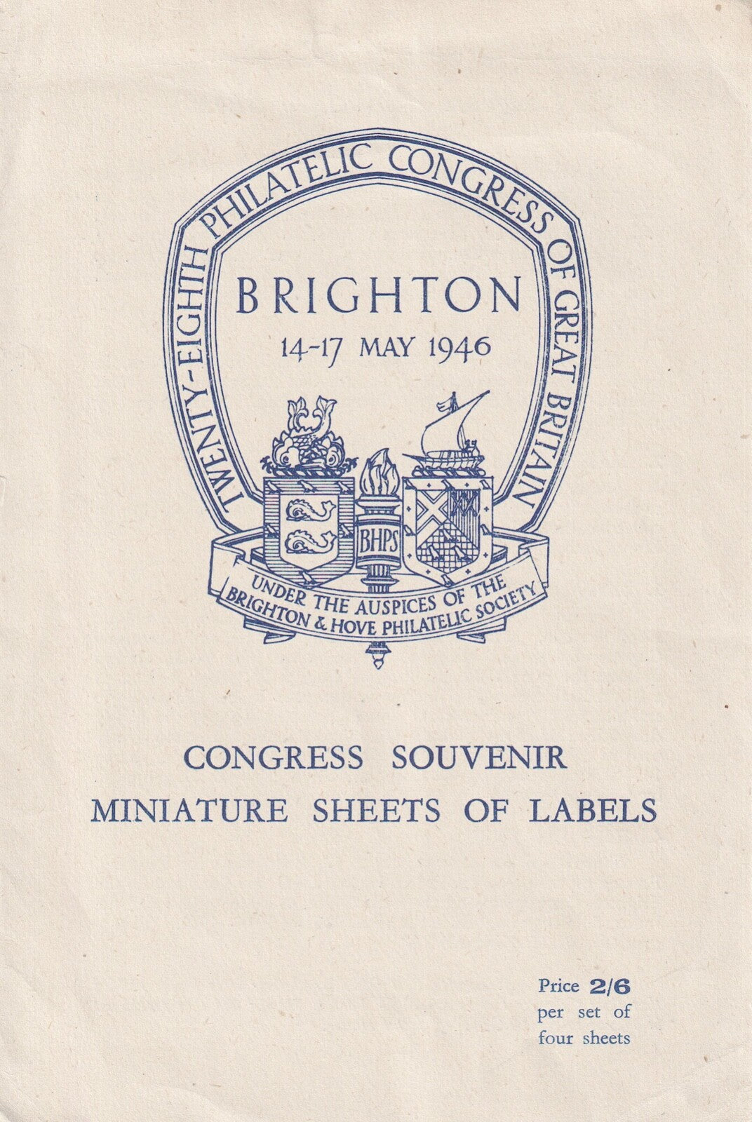 GB 1946 28th Philatelic Congress, Brighton 4 x  Exhibition Sheets - MNH + +