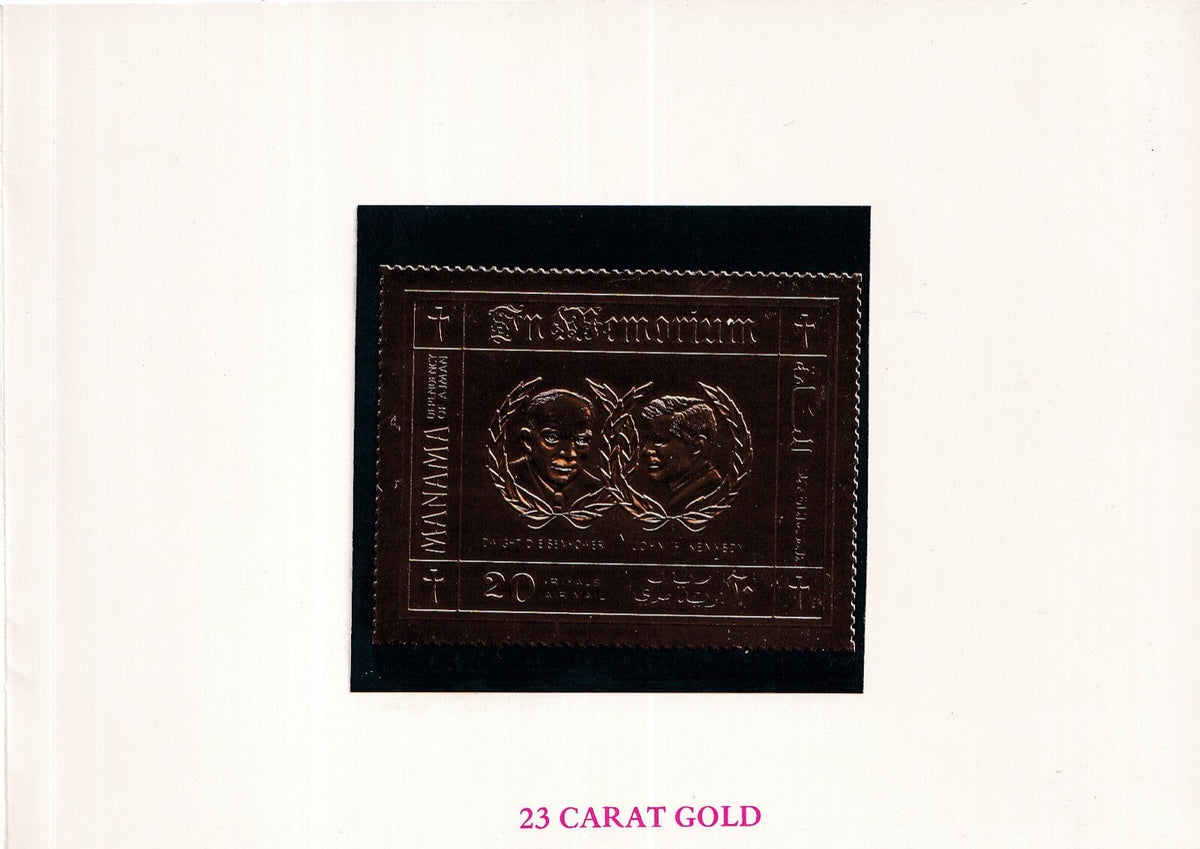 1970 Manama - Eisenhower/Kennedy Memorial - Gold Foil PACK - Mi- 252 A - MNH