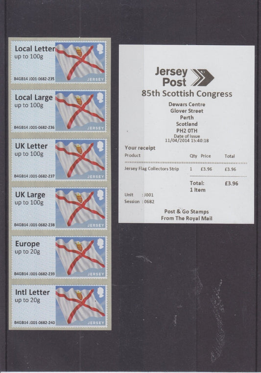 Jersey 2014 - Post & Go - 85th Scottish Congress - B4GB14 J001 c/w Receipt