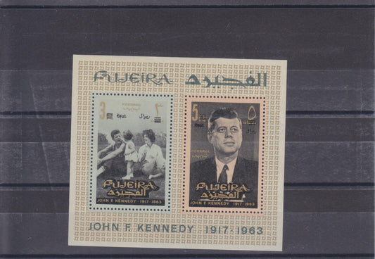 Fujeira 1966 - President Kennedy Mini Sheet o/p New Currency - MNH