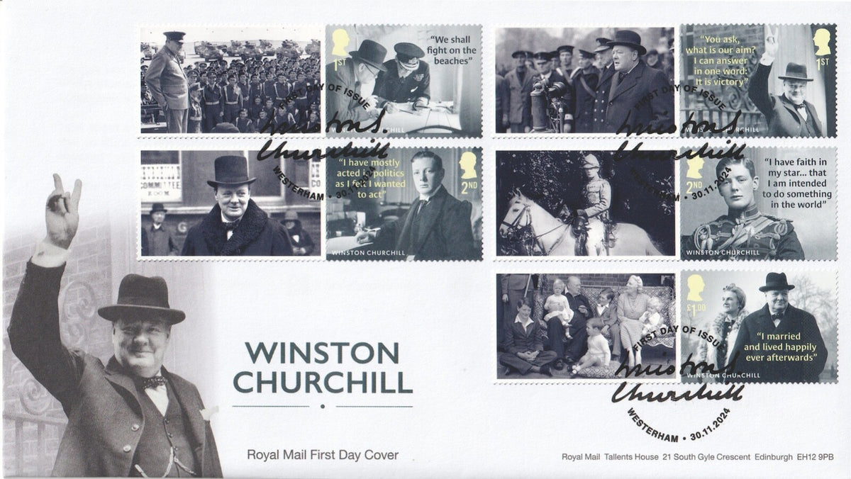 GB 2024  Winston Churchill  Smilers / Collector Sheet - FDC x 2 - Westerham SHS