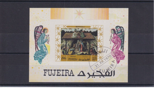 Fujeira 1970 -  Christmas Paintings Mini Sheet Mi-599/Block 35 B - Imperf - CTO