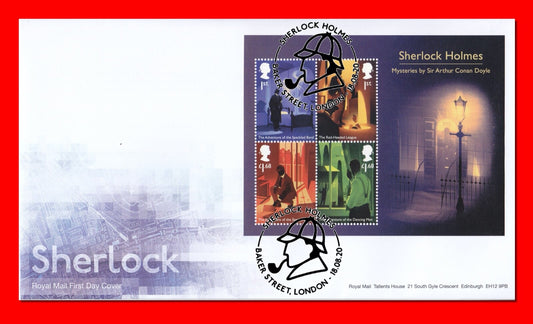 GB 2020 - Sherlock Holmes Mysteries Mini Sheet FDC  - New Issue