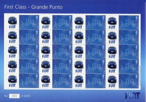 GB 2006 - Fiat Grande Punto - First Class Smilers Sheet - Ref: BC-096 MNH