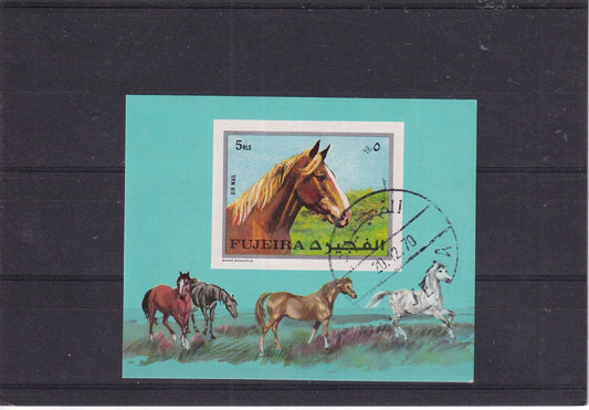Fujeira 1970 -  Horses Miniature Sheet - Mi-587 / Block 33 B - CTO