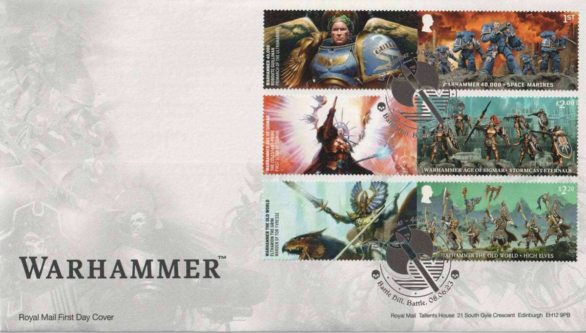 GB 2023  Warhammer Collector / Smilers Sheet First Day Covers (4)