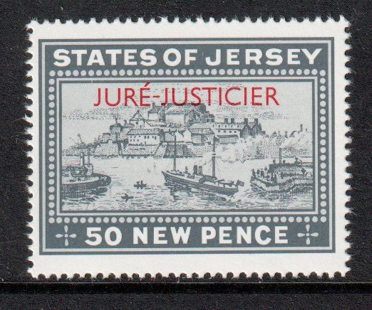 Jersey 1982 50p Revenue o/p JURE-JUSTICER printed by House of Questa (BF18) MNH