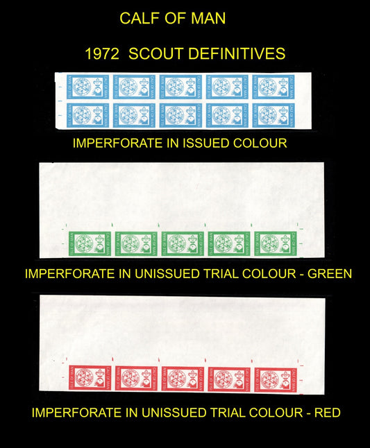 Calf of Man: Scouts  1972 - CA.272-CA.281 (Imperf) as issued + Colour Trials MNH