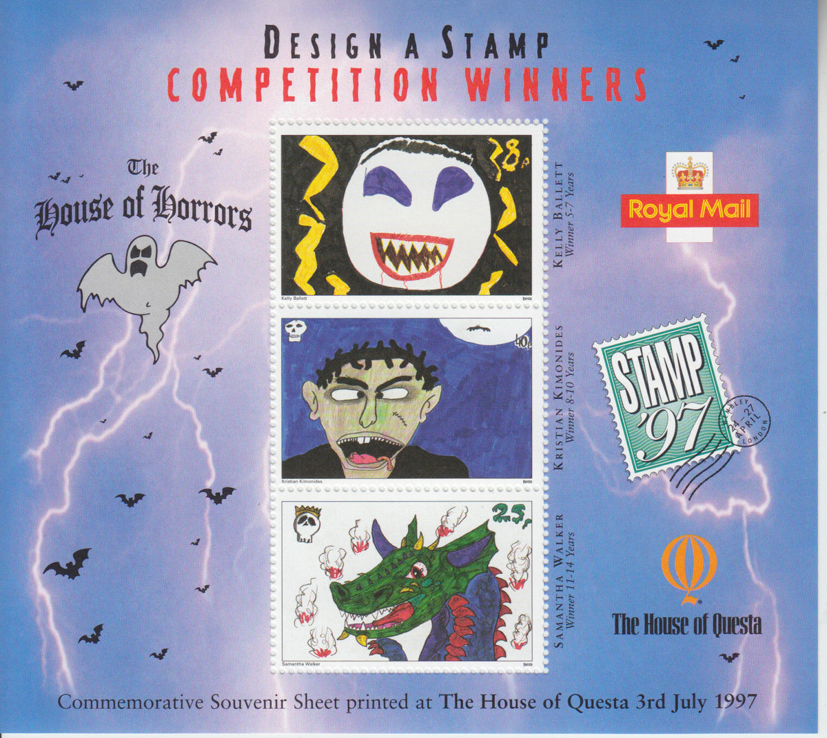GB 1997 - Exhibition Sheet - Design a Stamp Competition Winners