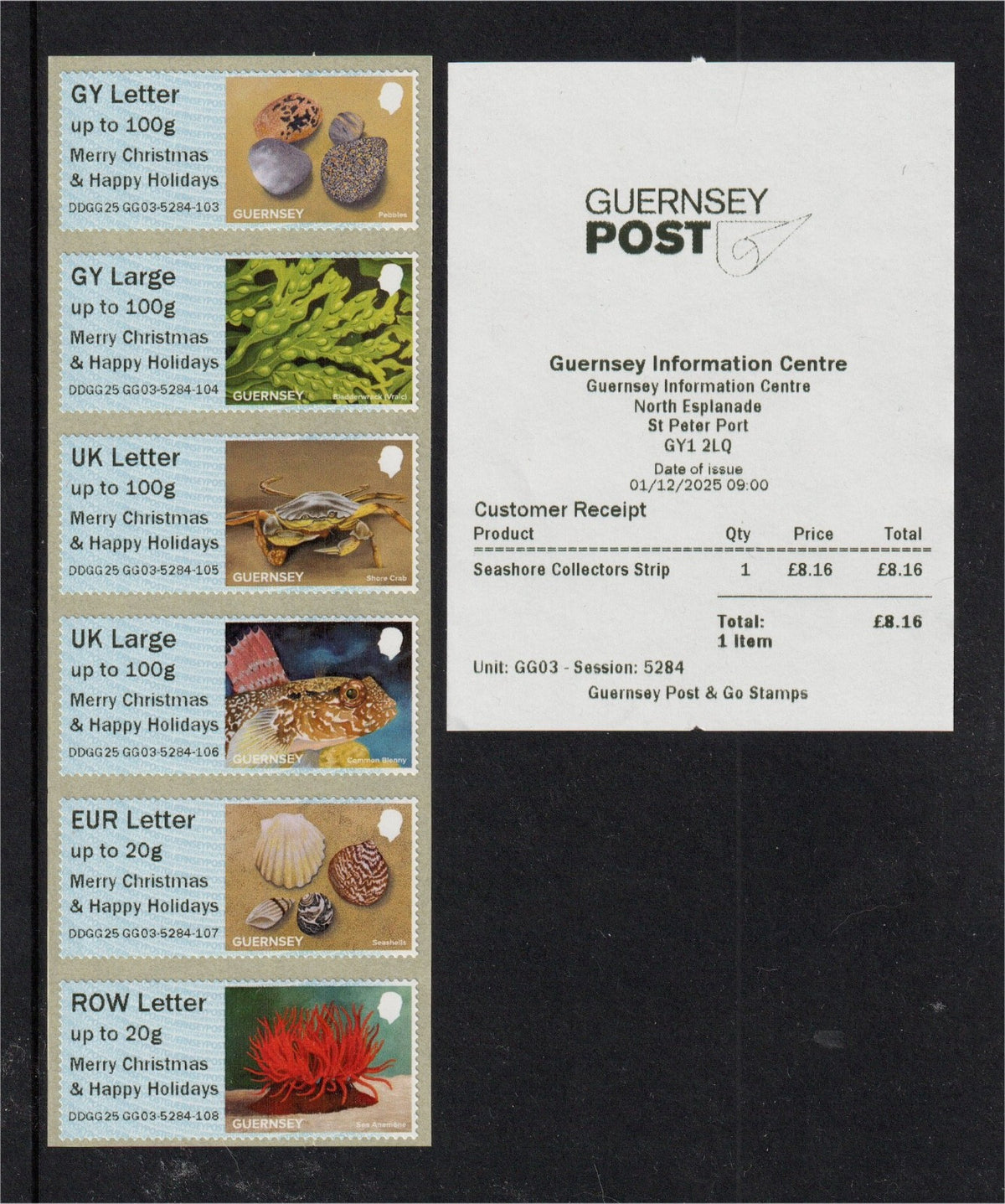 2025 Guernsey - Post & Go - Christmas o/p on Bailiwick Seashore - DDGG25 GG03