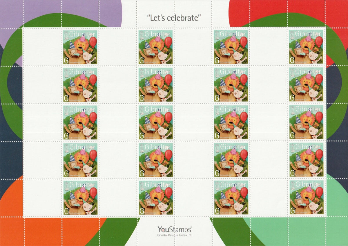 2007 Gibraltar - YouStamps© Stamp Sheet "Let's Celebrate" - Blank Labels MNH