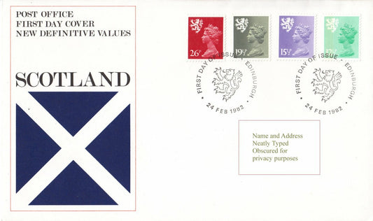 GB 1982 - New Regional Definitive Values (4) - Scotland - Royal Mail FDC