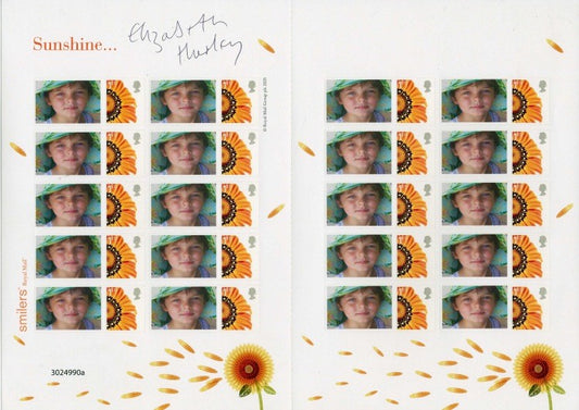 GB 2009 - Charity Smilers Sheet Cat: TSL-091  signed by Elizabeth Hurley - Rare!