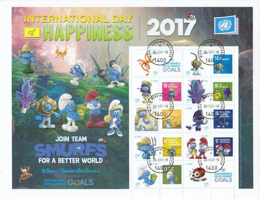 UN 2017 - International Day of Happiness Personalised Stamp Sheet (S79) - CTO