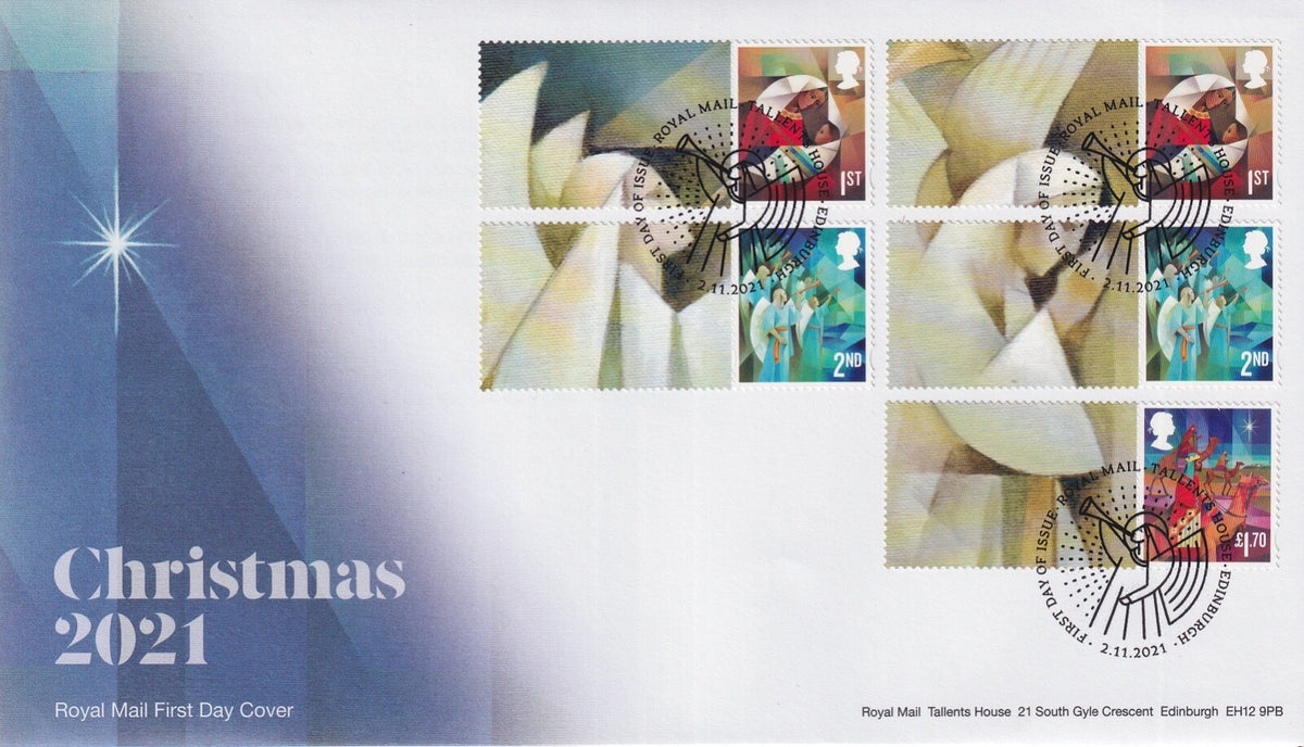 GB 2021 - Christmas 2021 Smilers on 4 x FDC - all 20 stamps/labels