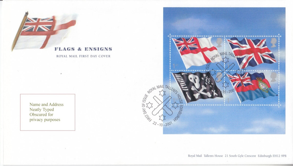 GB 2001 - Flags and Ensigns - Mini Sheet - FDC