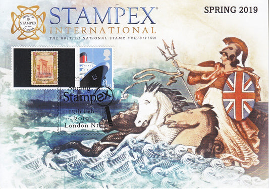 Spring STAMPEX 2019 - Post Card with Smilers Stamp Label FDC, Maxi Card