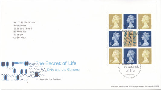 GB 2003 The Secret of Life Prestige Booklet Pane FDC