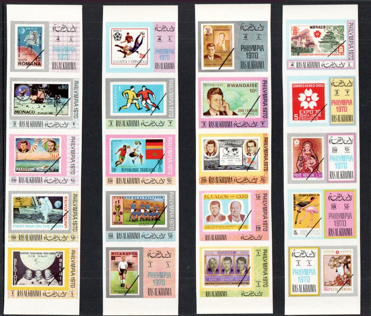1970 - Ras Al Khaimah - Philympia 1970 Complete Set 20 values - IMPERF - MNH