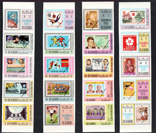 1970 - Ras Al Khaimah - Philympia 1970 Complete Set 20 values - IMPERF - MNH