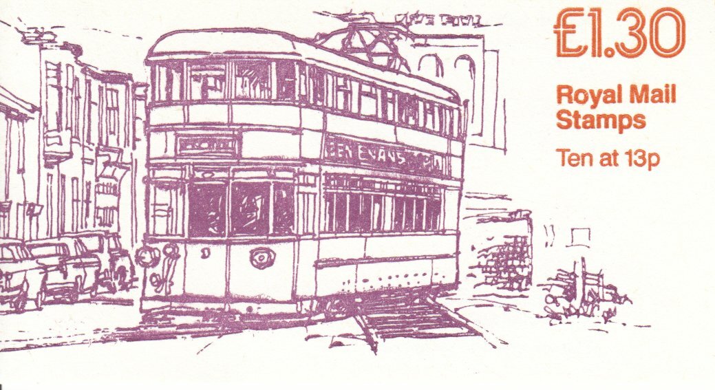 1984 - Trams (1) - Folded Stamp Booklet - SG-FL3b