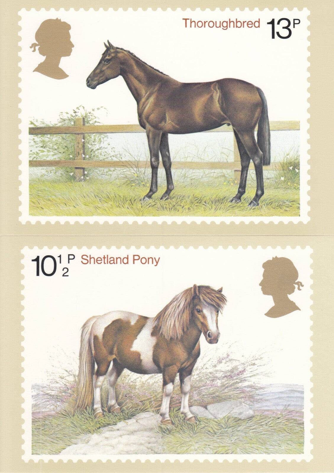 GB 1978 - Thoroughbred Horses Post Card x 4  Ref: PHQ 30
