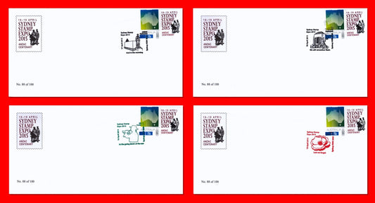 Australia 2015 - Sydney Stamp Expo set of 4 P-Stamp Covers with SHS - Limited Ed