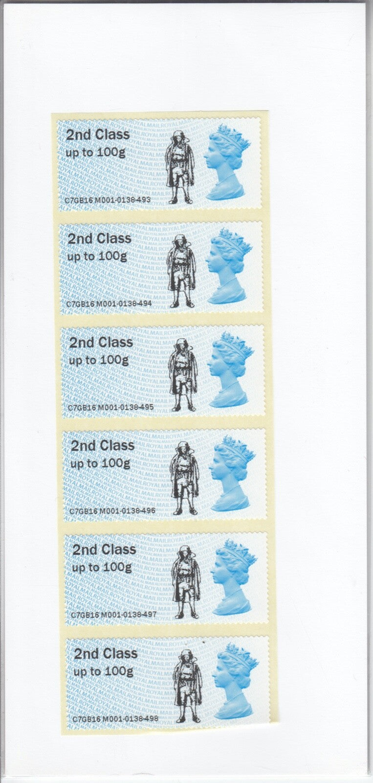 GB - Post & Go - BFPO - 2nd Class Strip 6 (MA12) (May 2016 issue) C7GB16 M001