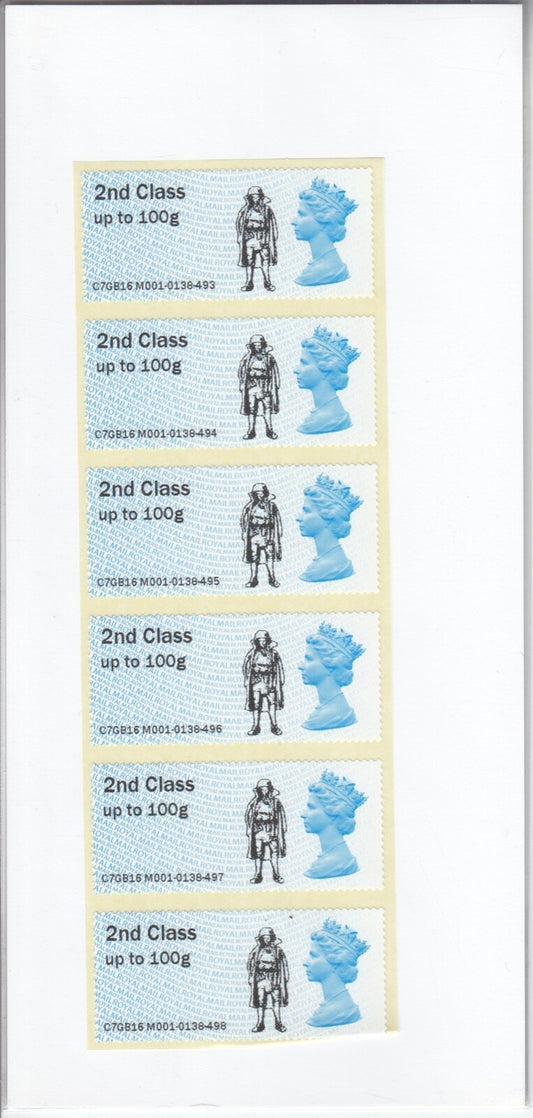 GB - Post & Go - BFPO - 2nd Class Strip 6 (MA12) (May 2016 issue) C7GB16 M001